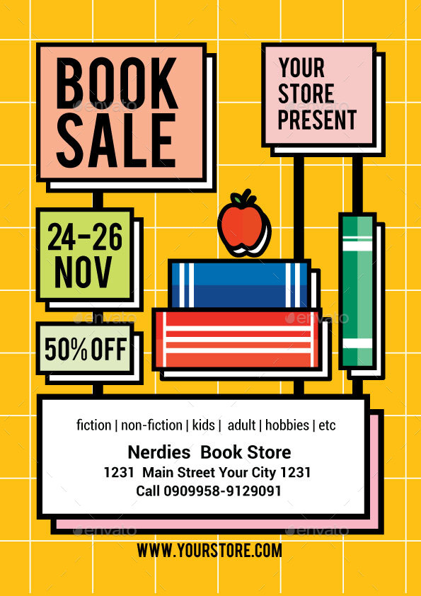 Book Sale Flyer, Print Templates GraphicRiver